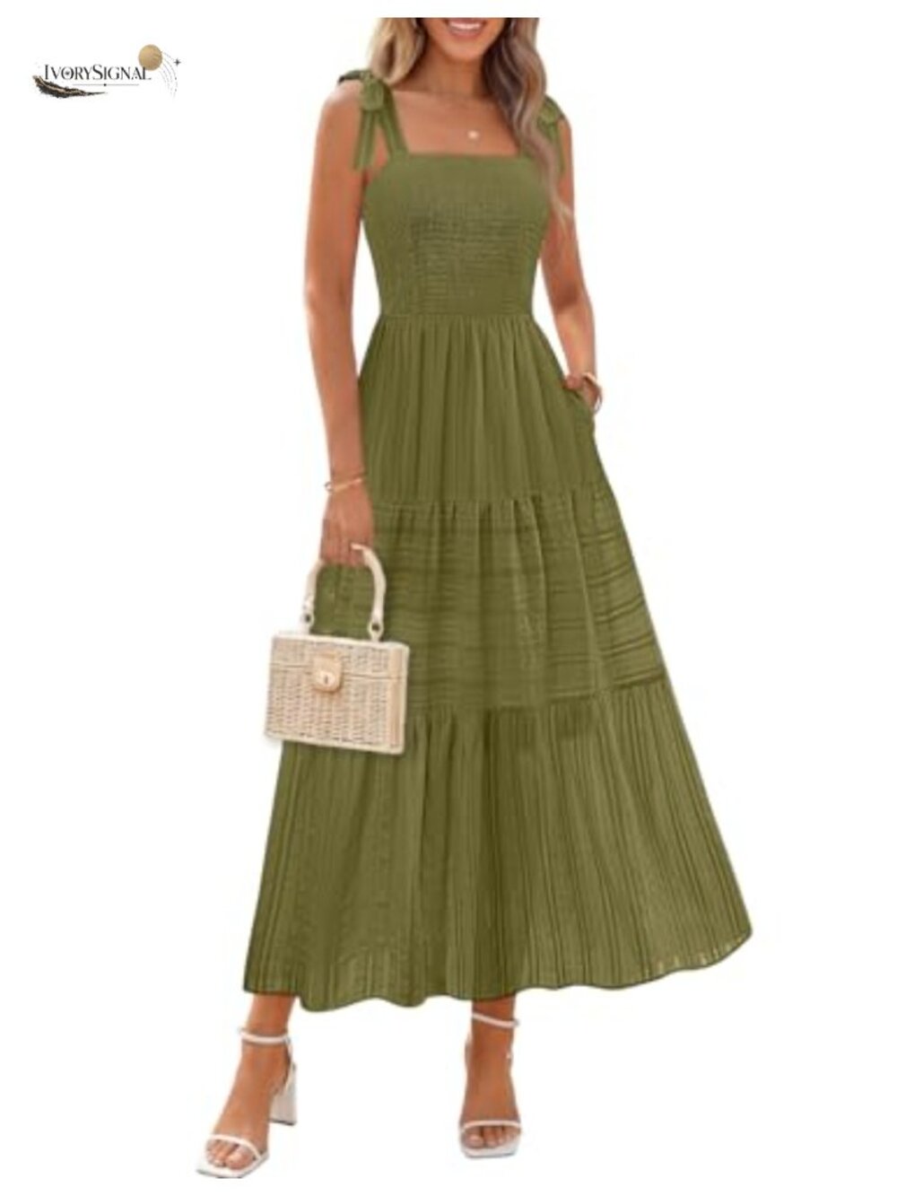 Women's Boho Sleeveless Square Neck Chiffon Maxi Sundress Beach Dress